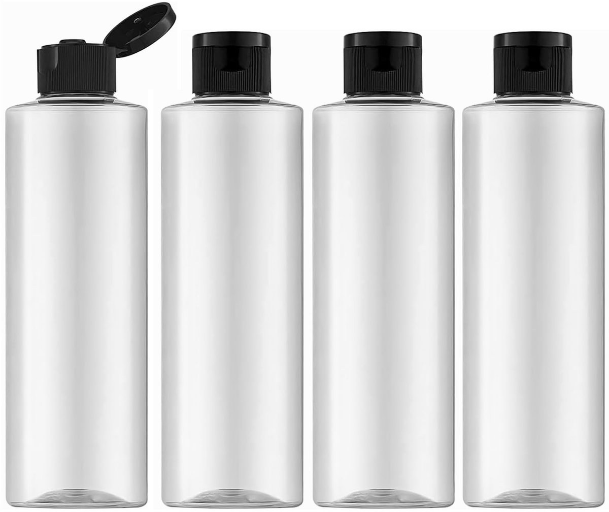 IMPERATORIS® Reisflesjes Set met flipdop - Navulbare Flesjes - Voor Shampoo en Lotion - Kunststof - Set van 4 - 250 ml - Transparant