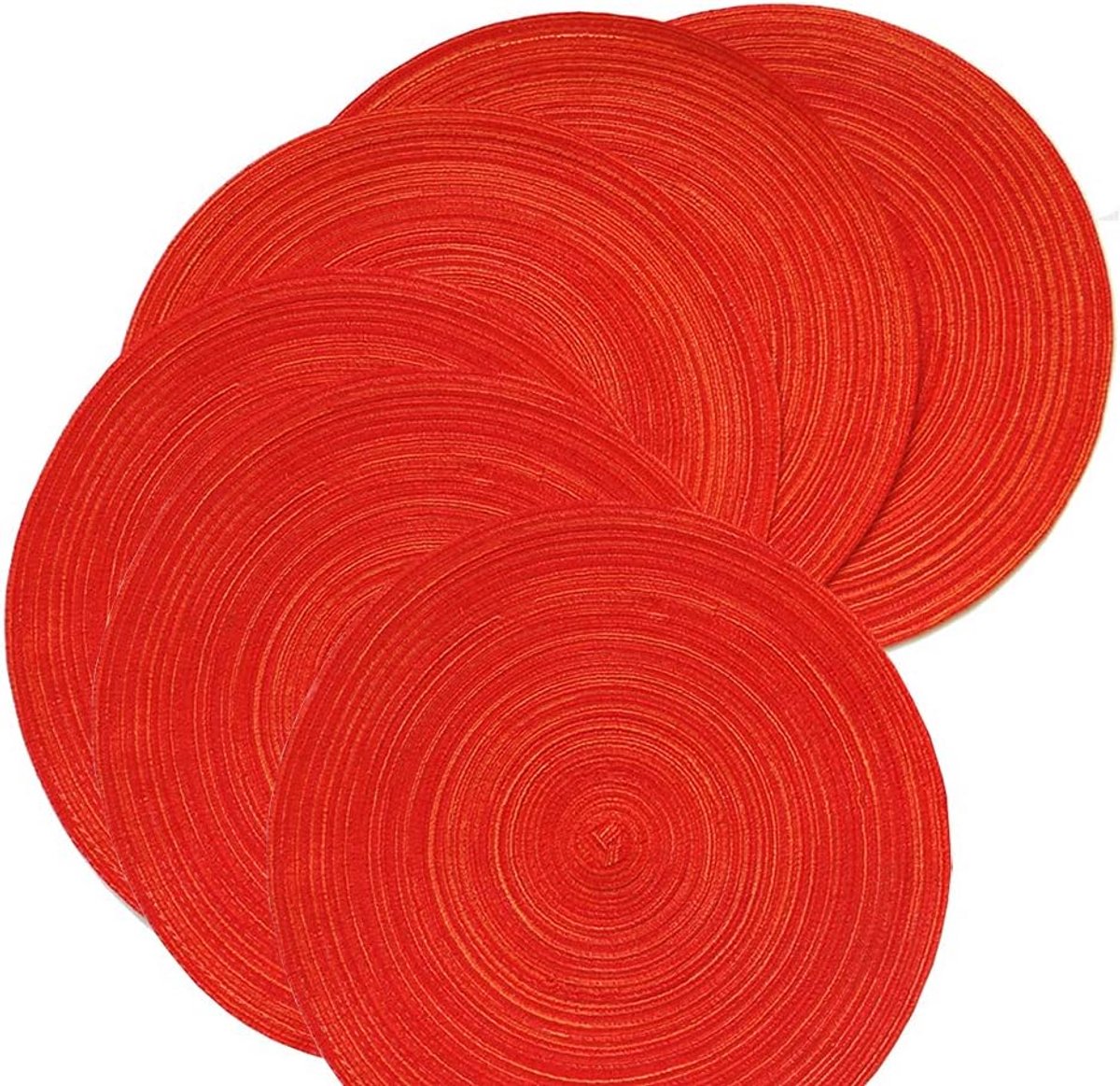 6x Rode Ronde Placemats Antislip Wasbare Tafelmatten