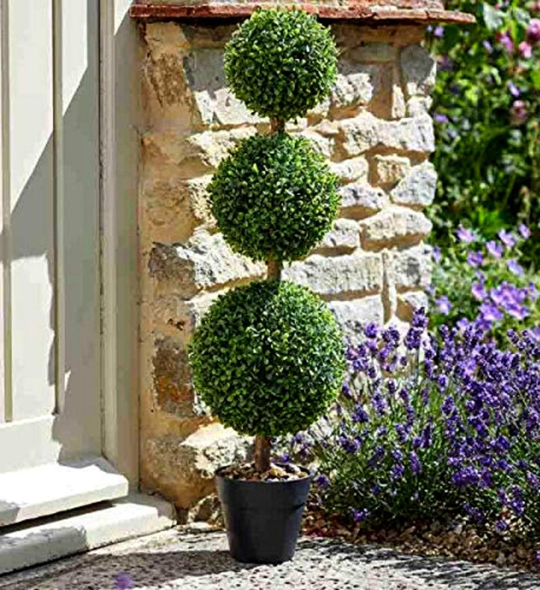 Kunstmatige Buxus Boom Trio Bal 80 cm Nep Topiary voor Binnen en Buiten
