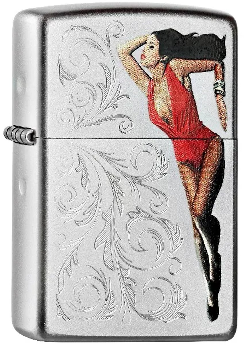 Zippo aansteker Pin Up with Engrave Satin Finish