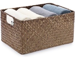 Famanu - Zeegras Opbergmand Zonder Deksel, rechthoekige handdoek organizer voor badkamer