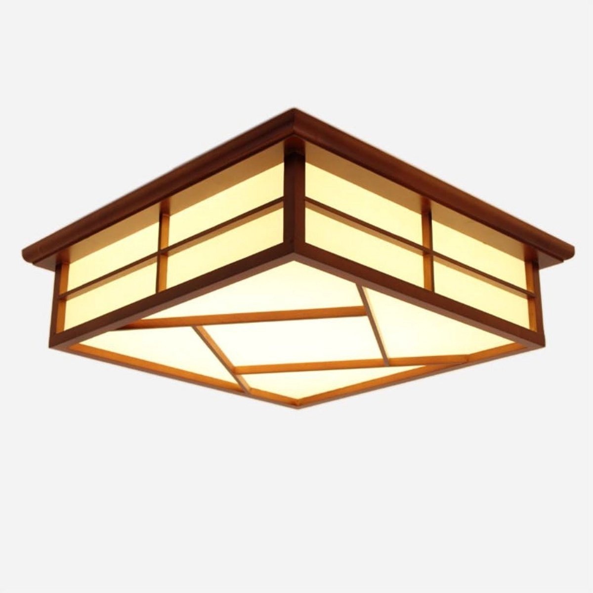 Massief houten plafondlamp rond 55 cm LED warmwit licht