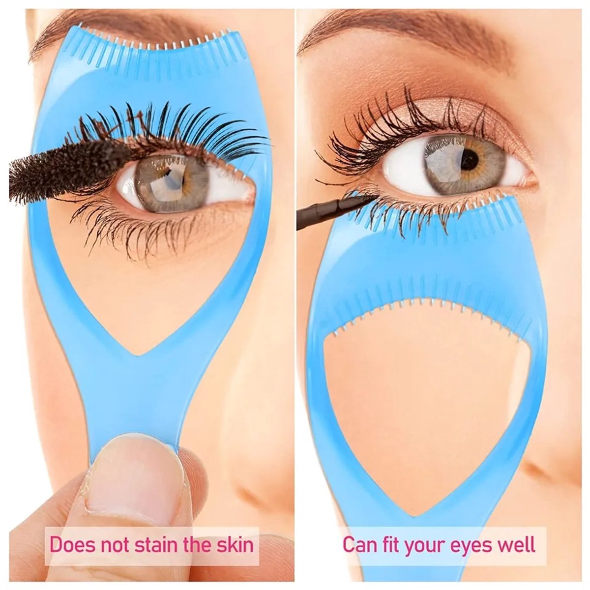 Mascara - make up - mascara tool - eyelash comb - mascara hulp - make up kwasten - applicator - wimperborsteltjes - wimperkam - 3 in 1 - Blauw