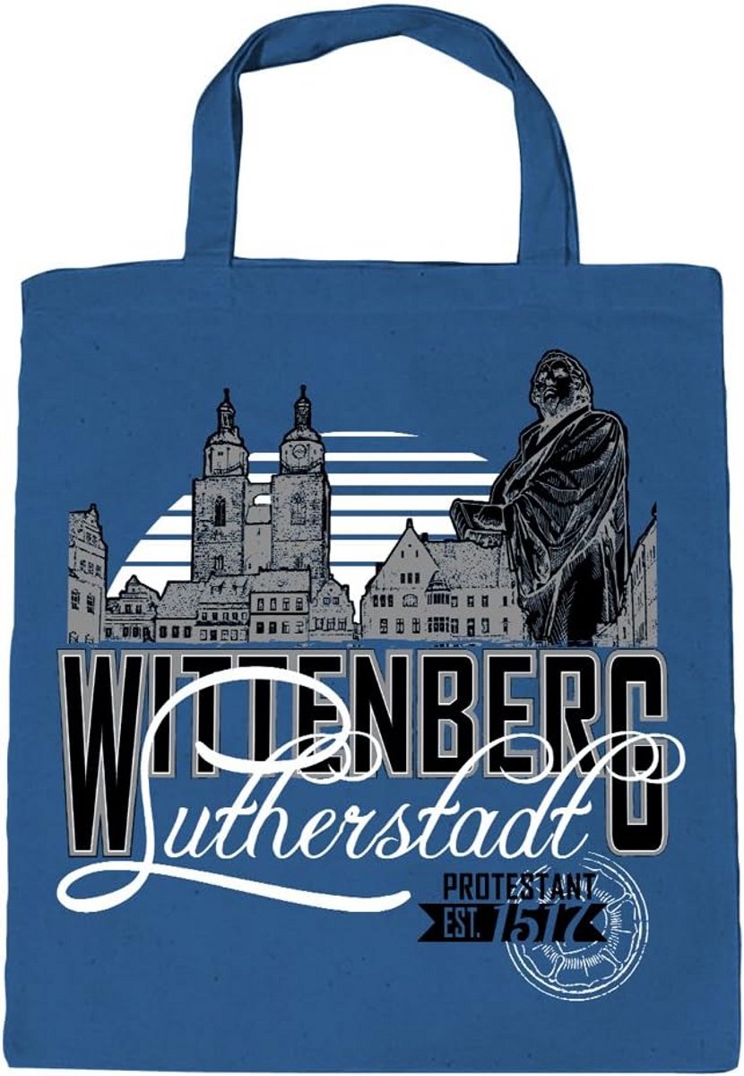 Draagzakje van katoen met print - blauw