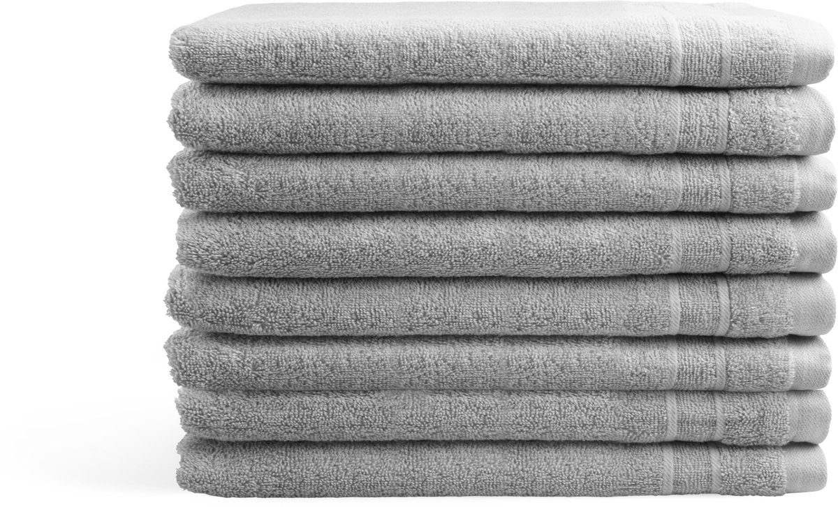 DoubleLife Washandjes 16x21 cm - Set van 8 - 100% Katoen, waarvan 50% Gerecyclede Katoen - GRS Gecertificeerd - Sandy Grey