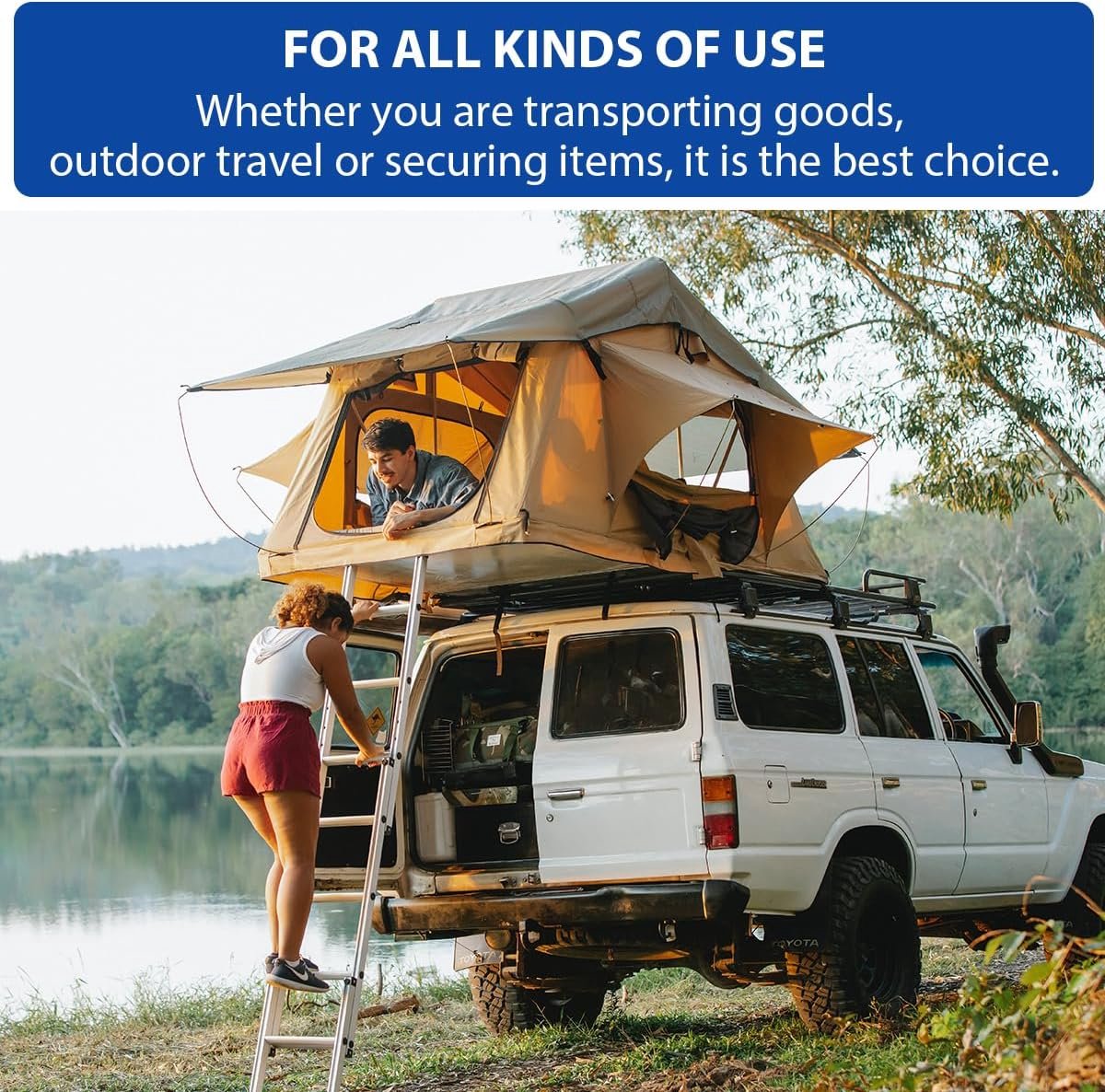 Spanband Sjorband Bevestigingsband - Snel Verstelbaar, Belastbaar tot 250 kg - Voor Fiets, Kajak, Motor, Vrachtwagen, Bagage en Aanhanger - 3 meter, 4 stuks