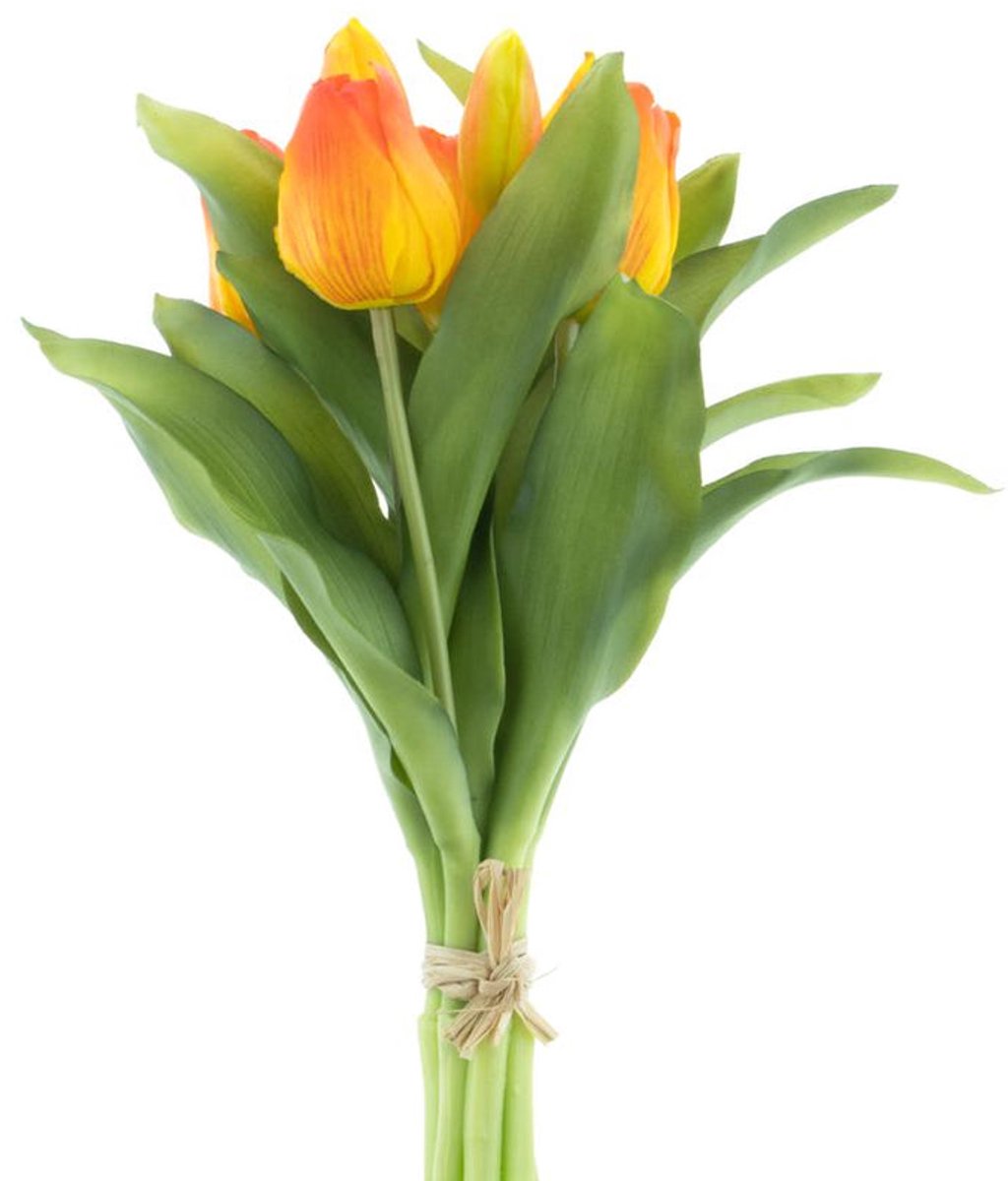 7 kunst tulpen Vermeer-boeket van 7 oranje kunsttulpen-Real Touch Vermeer tulip bundle Sally X7 oranje 31cm