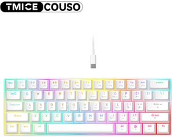 TMICE CX23 – 60% Mechanical Keyboard – Blue Switch – RGB Backlight – Wit Mechanisch Gaming Toetsenbord – Compact Wired Type-C – 61 Keys – Anti-Ghosting – Ergonomic Design