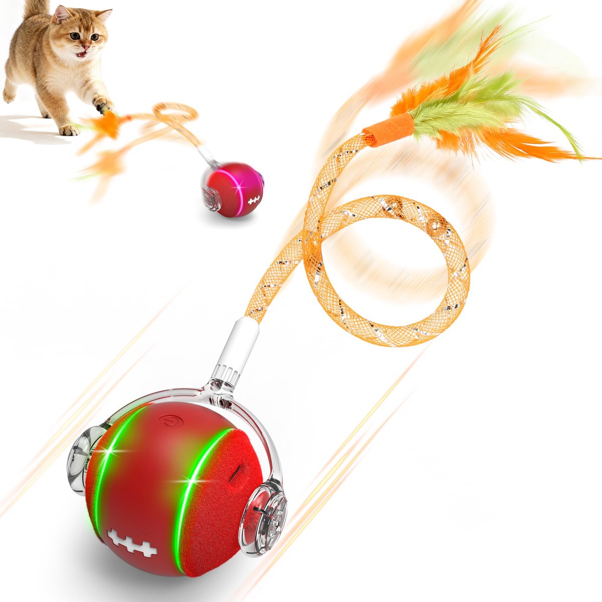 IMPERATORIS® Elektrisch Kattenbalspeelgoed – Interactief Kattenspeeltje / Automatisch Rollend Slim Speelgoed voor Katten – Oplaadbaar – Voor Interactief Spelen Binnenshuis – Geschikt voor Tapijt – 1 stuks