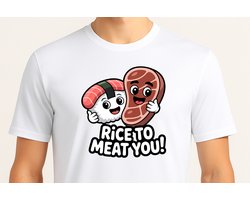 Rice to Meat You - T Shirt - Cute - Sarcastic - GoodVibes - Sarcasm - Funny - Gift - Cadeau - Sarcastisch - SarcastischeVibes - Sushi - Anime