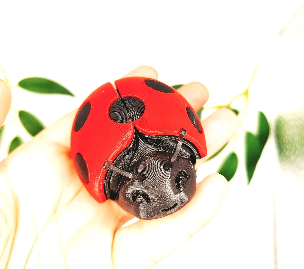 Gearticulleerd Lieveheersbeestje – Flexibel Beweegbaar 3D Print Rood Zwart – Schattig Insect Figuur