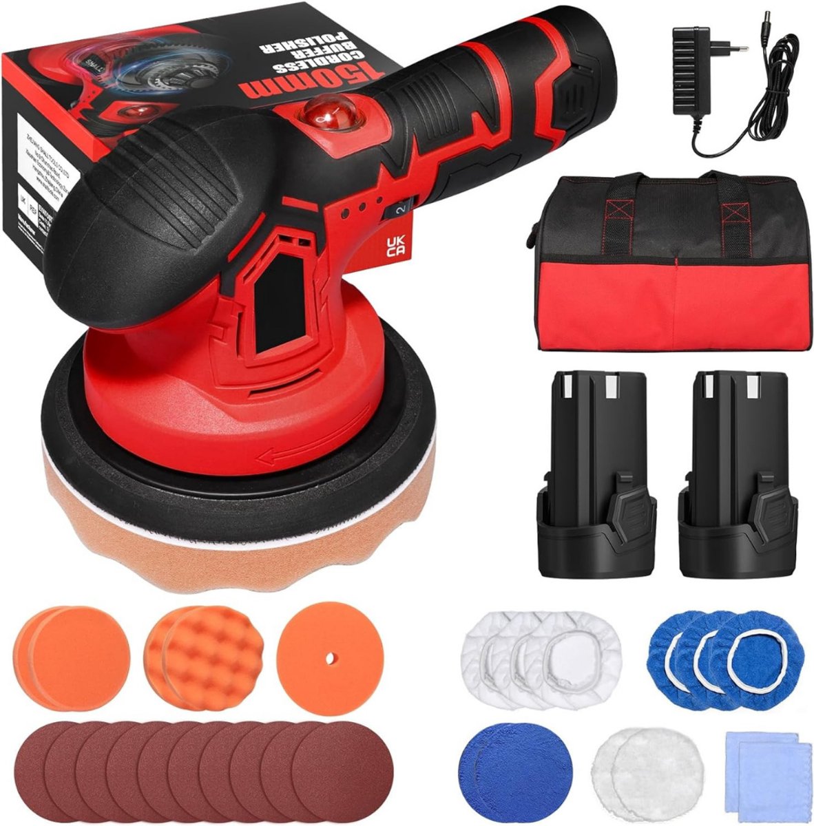 AMA® Polijstmachine Auto - Excentrische Polijstmachine - Polijstmachine - Inclusief Accessoires - Draadloos