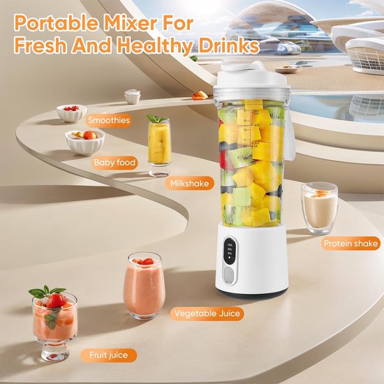 Blender - Portable Blender - Draagbare Blender - Draagbare Blender Usboplaadbaar - 500 Ml Persoonlijke Sapcentrifuge Voor Sport Met Lekvrije Reisdeksel - Voor Keuken, Kantoor En Sportschool - Bpa-Vrij van Merkloos — afbeelding 5