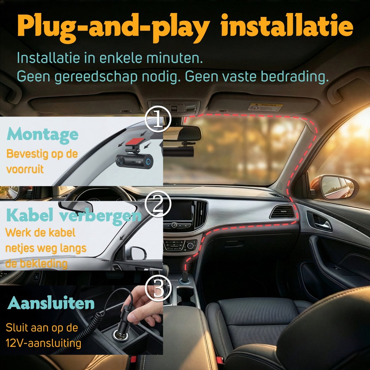 Pora&Co Dashcam Dual Lens 4K – Voor & Achter Camera – Ultra HD – Nachtzicht – Parkeermodus thumbnail 6