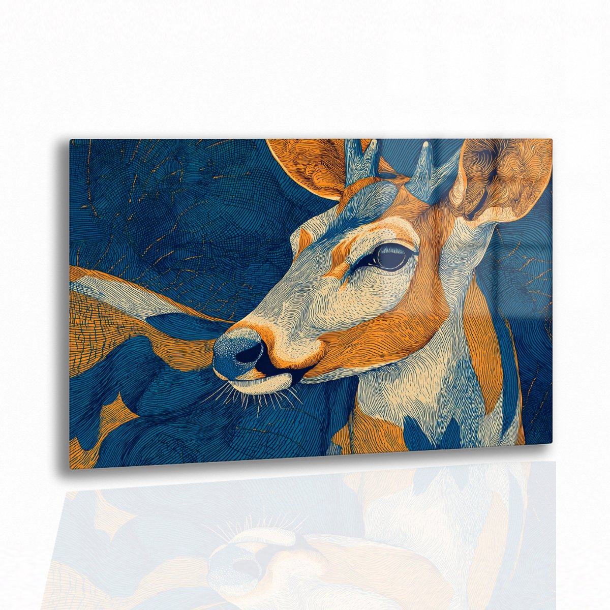 Hertkop – acrylglas – plexiglas – Glasschilderij – 45x30 cm