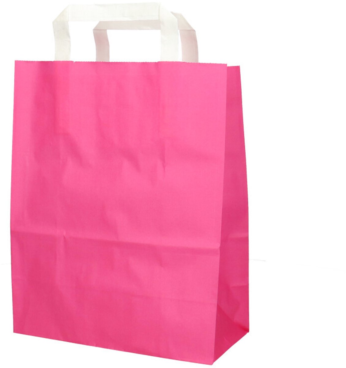 Cadeautas papier donker roze - 50 stuks - 22x11x28cm - Roze - Geschenktas - Giftbag - Met handvatten