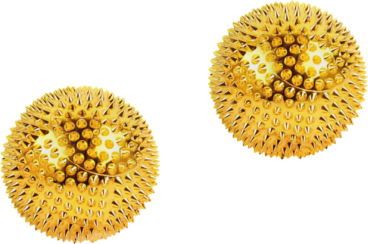 Hand Massageballen 2 Stuks – Goud – Magnetische Massage Roller met Acupressuur – Anti-Stress Fidget & Sensorisch Speelgoed voor Volwassenen