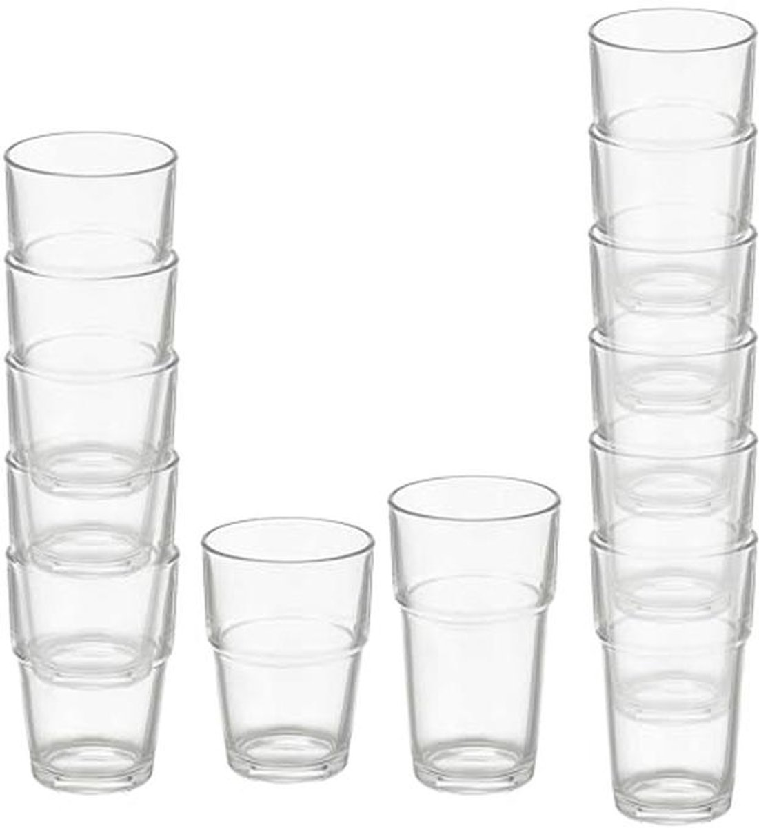 Set van 12 stapelbare glazen voor elke gelegenheid - 270 ml en 370 ml