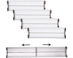 Ladeverdelers - 27,7 cm tot 51,4 cm - Uitbreidbare ladeverdelers - 8 stuks(4 paar) - 7,9 cm hoog - Verstelbare lade-organizer - Verdelers voor keukenbenodigdheden, servies, kleding, ladekastorganisatie en opslag - Transparant zwart
