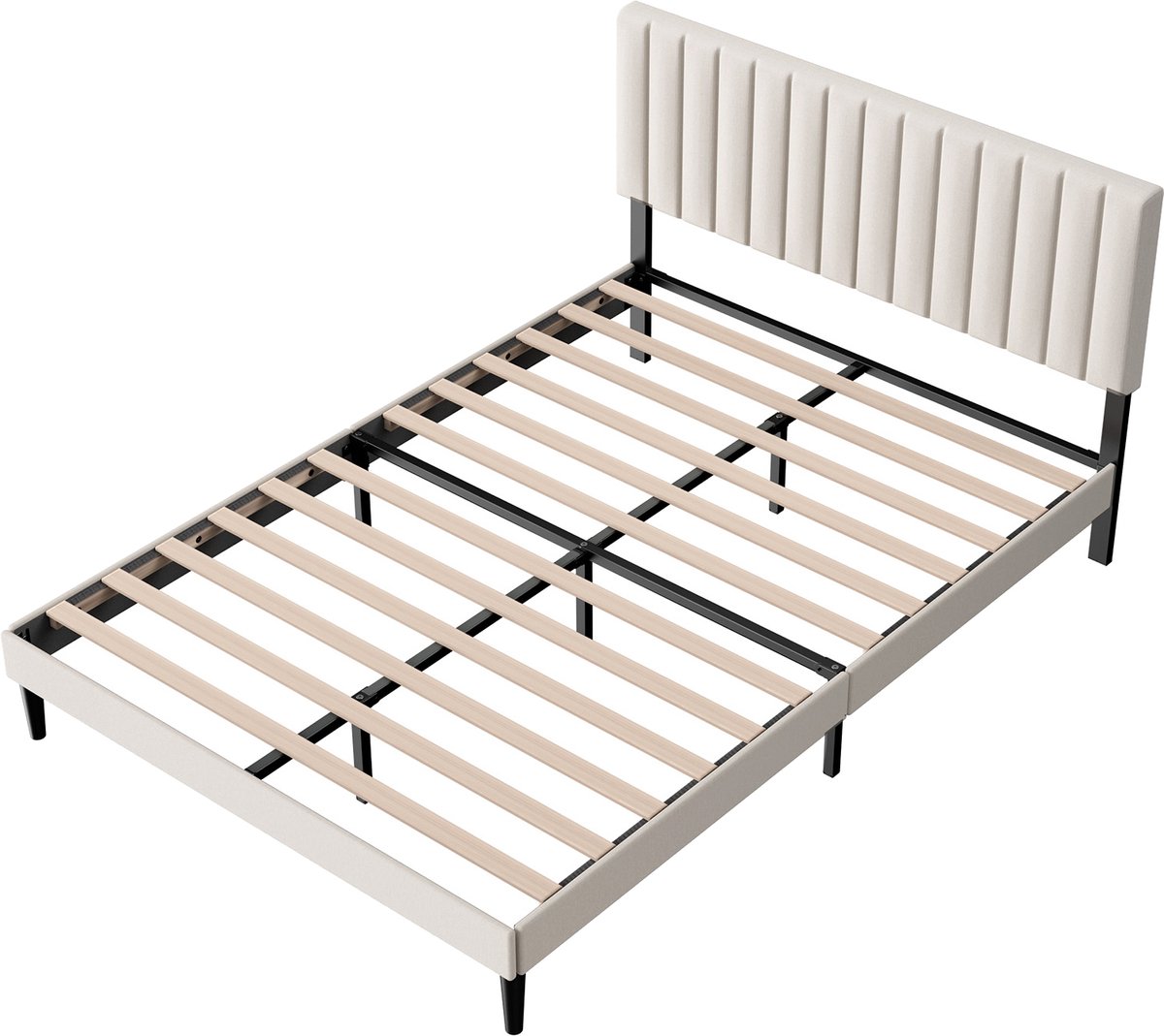 KUTAS Gestoffeerd bed - Tweepersoonsbed - 140x200 cm - Modern Bedframe - Verstelbaar Gestoffeerd Hoofdbord - met Rugleuning - met rugleuning - Grote Opbergruimte Stevig - Stil - Grijs