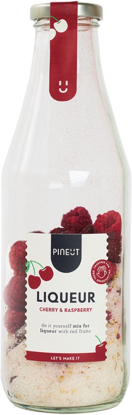 Pineut ® Mix voor Likeur Kersen - fles 750 ML - Kers op de Taart - DIY Pakket - Cocktail Maken - Origineel Cadeau - Likeurdrank Jenever of Wodka - Feestelijk & Gezellig - Kerstcadeau voor vrouwen