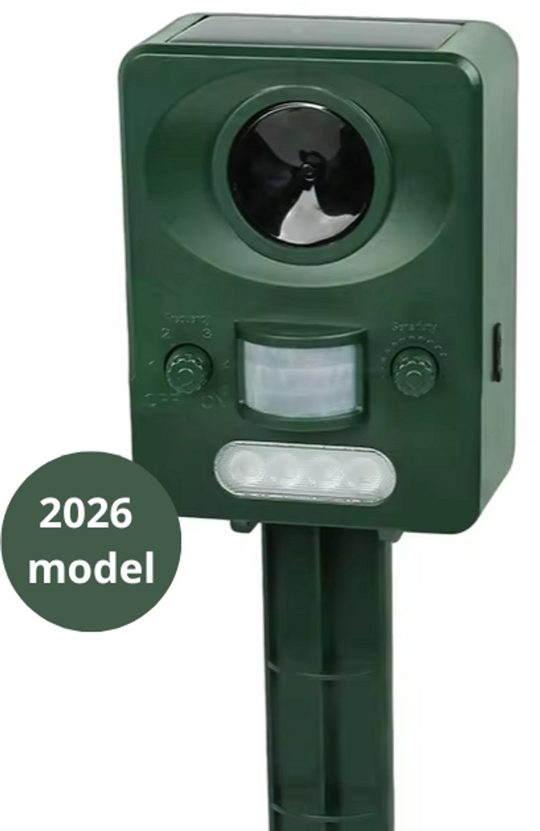 Vela® Kattenverjager - Ultrasone Kattenverjager - Muizenverjager - Marterverjager - Vogelverjager - Kattenschrik - Op Zonne-Energie - Voor In De Tuin - Hondenverjager - 2025 Model 2.0 - 110° - Groen - Weerbestendig - Batterij - Diervriendelijk