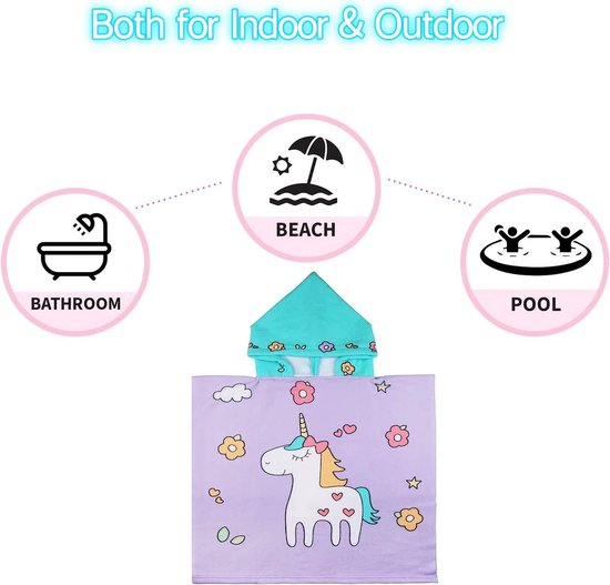 Zachte Kinderbadjas met Capuchon - Absorberende Pony Strandponcho voor Jongens en Meisjes — afbeelding 3