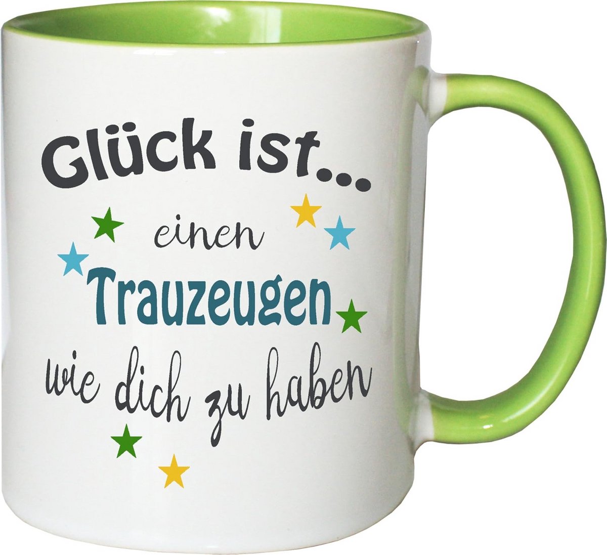 Koffiemok Trouwgetuige Cadeau - Wit/Groen - 300 ml