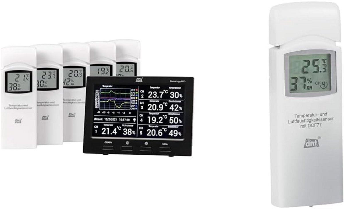 Draadloze Weerstation met 6 Sensoren voor Binnen & Buiten Temperatuur & Vochtigheid