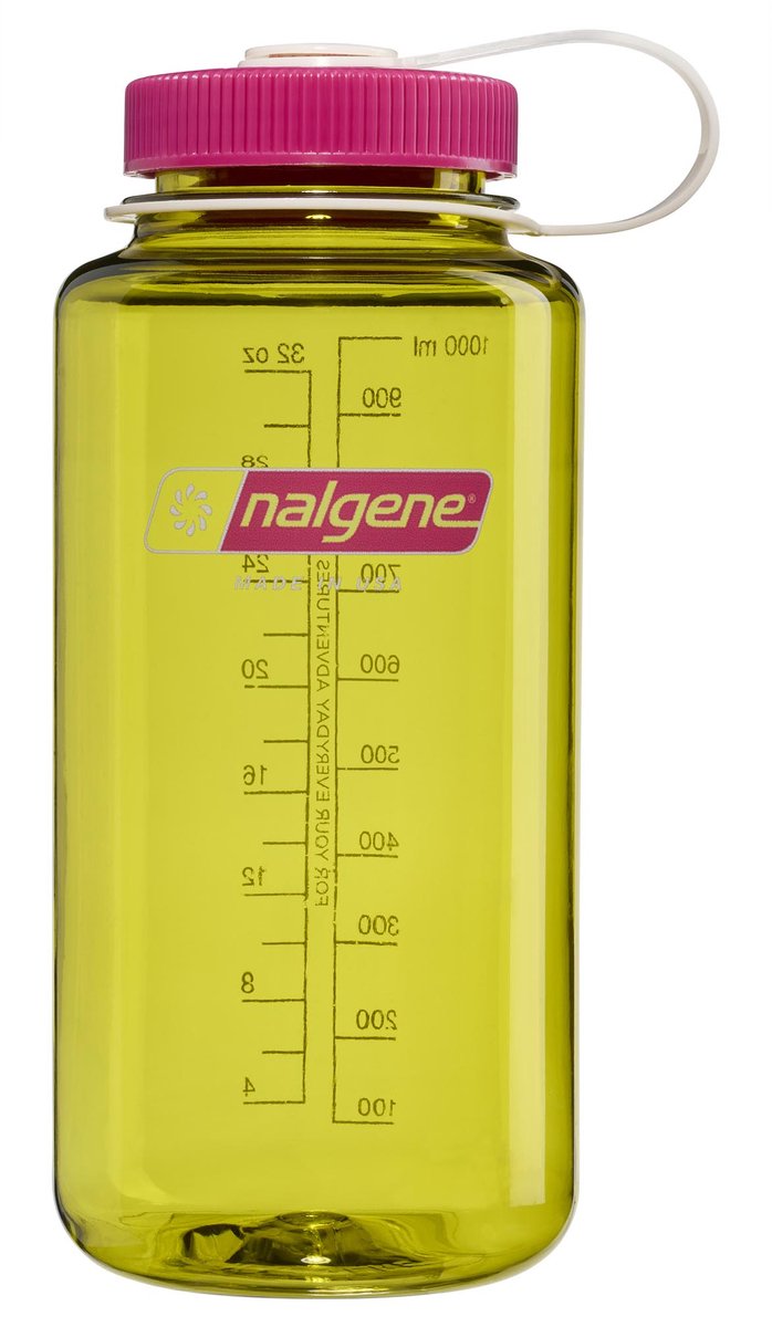 Nalgene - wide mouth bottle - drinkfles - waterfles - 1000ml - bpa free - sustain - endive w/fuchsia purple nieuw