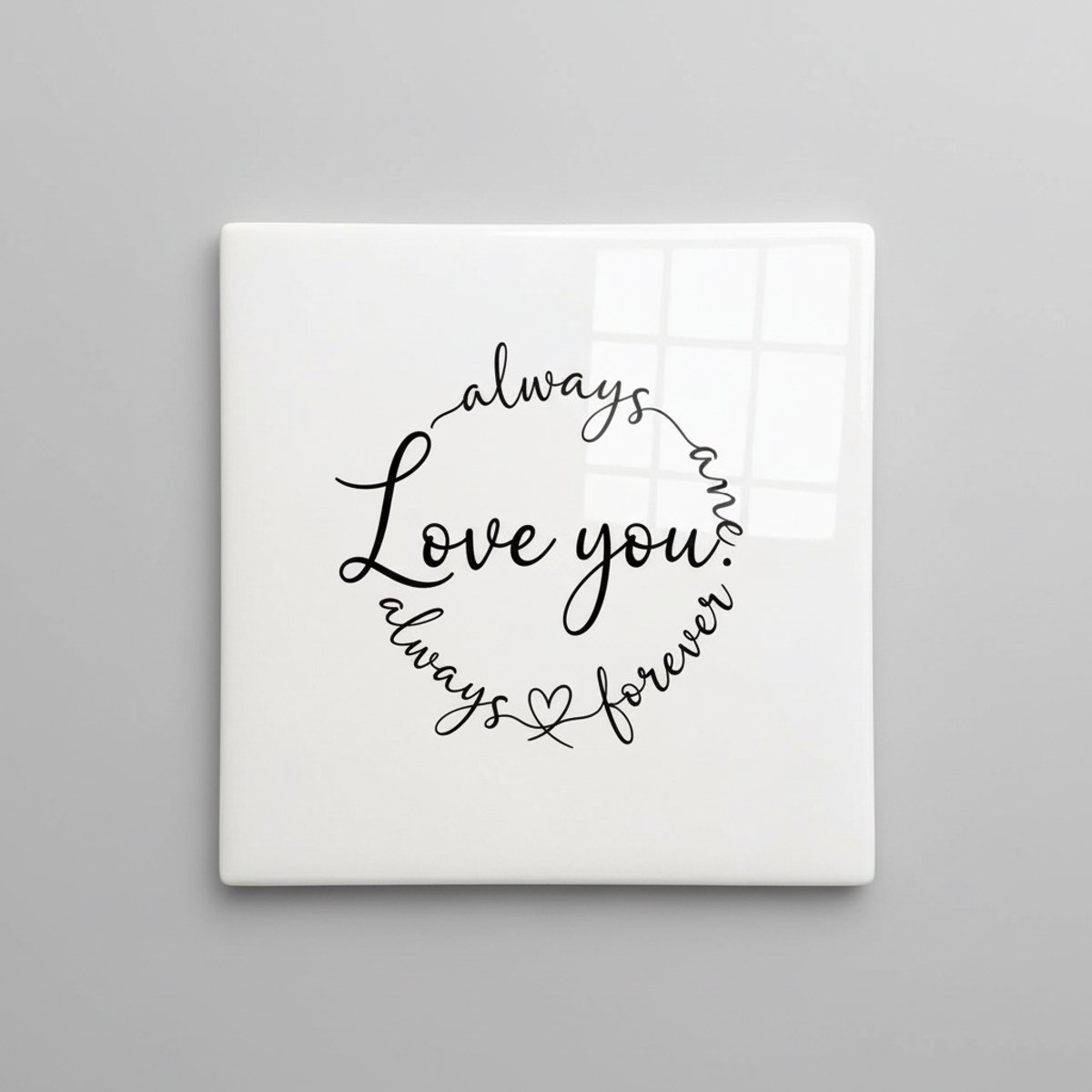Nevolis Altijd Ik Hou Van Jou Voor Altijd Tekst Tegel – Romantische Minimalistische Woondecoratie – Keramische Tegel 15 x 15 cm Multi Color