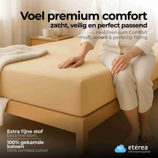 Hoeslaken etérea Extra Jersey 240x220 cm - Oekotex - 100% coton - jusqu'à 35 cm - Ivoire