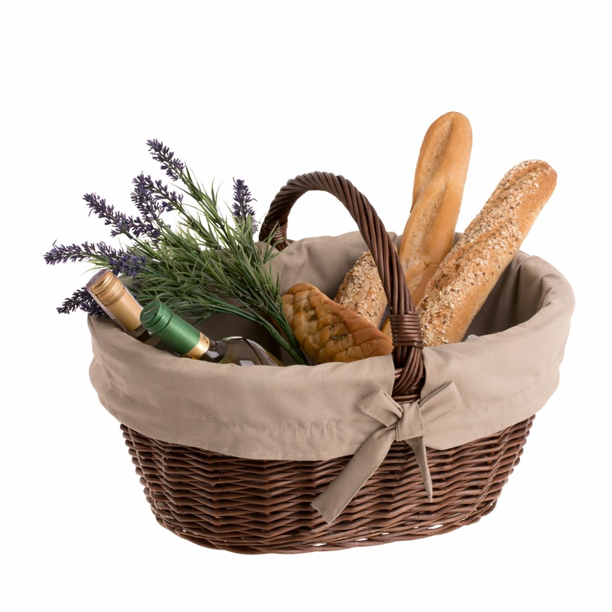 The Wicker Stories - Boodschappenmand – Handgemaakte Rieten Picknickmand met Rieten Handvat – Donkerbruin/Beige – Europees Vakmanschap volgens UNESCO-traditie