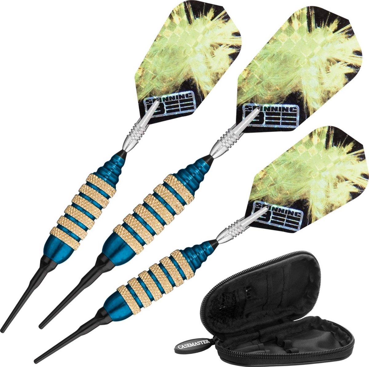 Softtip Dartpijlen 16 gram met Draaiende Schacht en Opbergkoffer