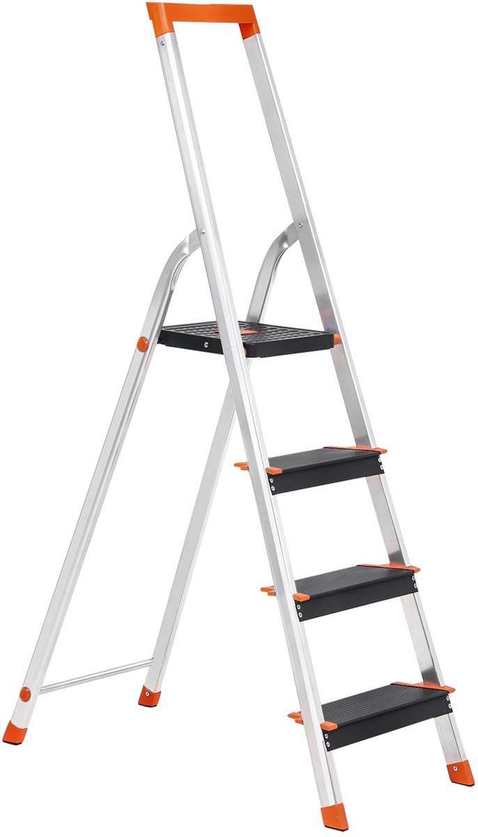 Aluminium ladder – 4 brede treden – Antislip
