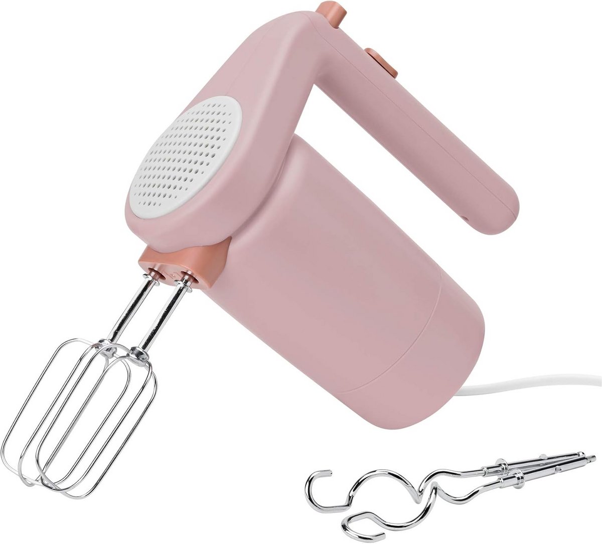 Compacte Handmixer met 3 Snelheden en RVS Accessoires - Lichtroze