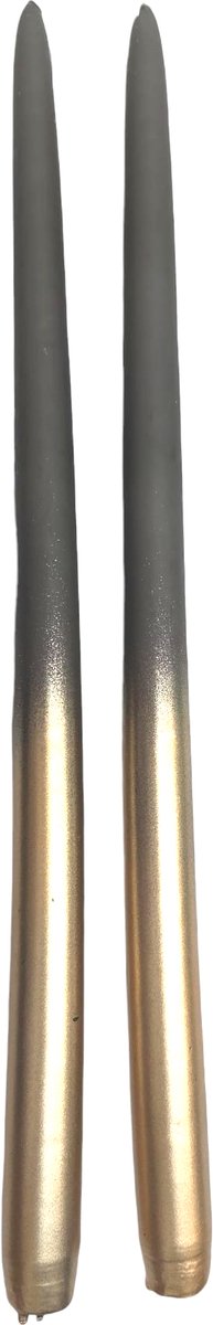 Rustik Lys - XL tweelingkaars 'Gold' (Set van 2, Warm Grey)