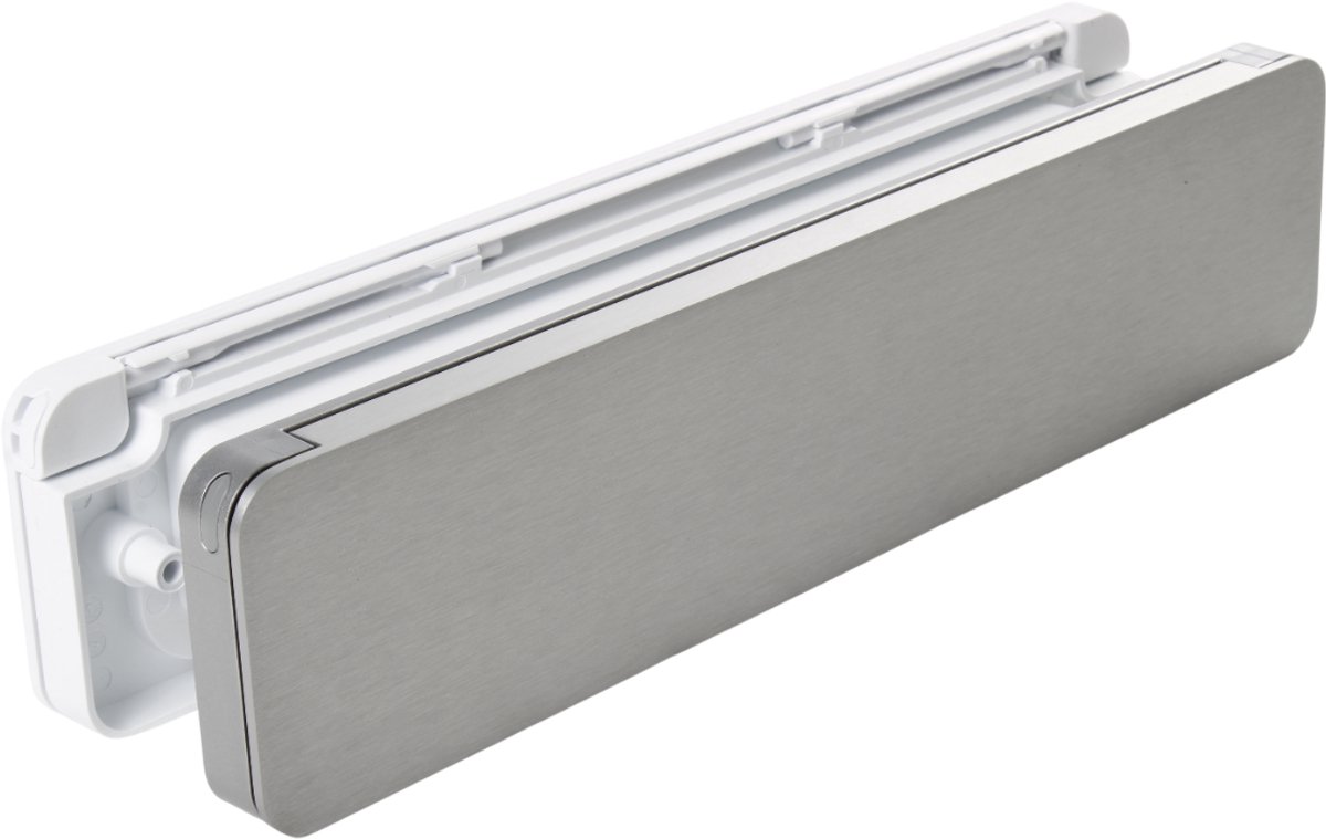 Homebox - de isolerende, tochtvrije en geluiddempende brievenbus – buitendeel aluminium ALUINOX geborsteld - binnendeel in wit RAL9010