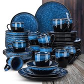 Luxe Serviesset – 48 delig – 12 persoons – Porselein - Bordenset – Dinner platen – Dessertborden - Kommen - Mokken - Blauw