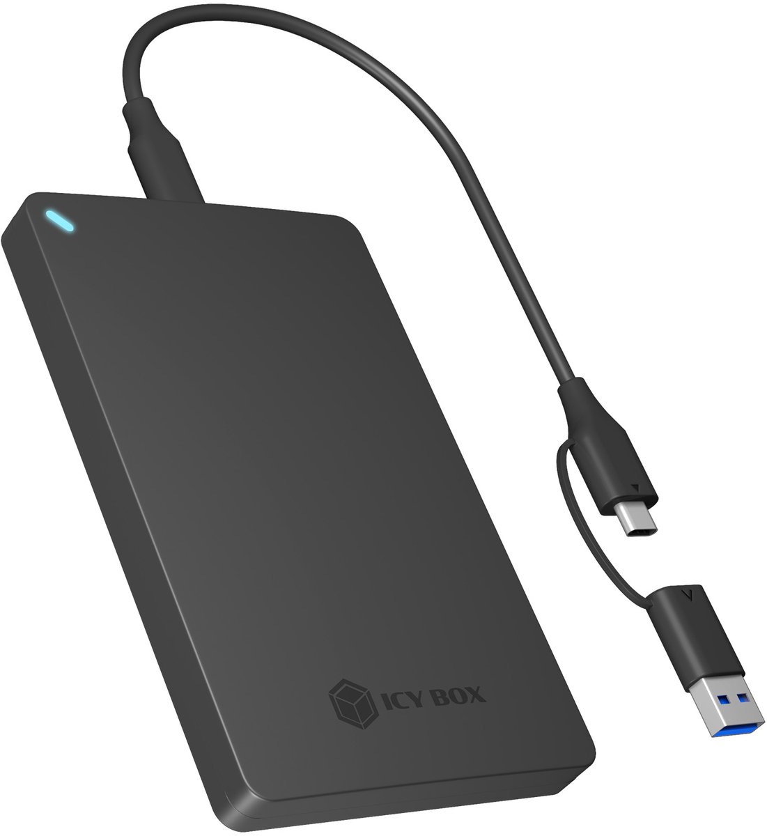 ICY BOX IB-201T-CU31, SDD-behuizing, 2.5", SATA II, SATA III, 6 Gbit/s, USB-aansluiting, Zwart
