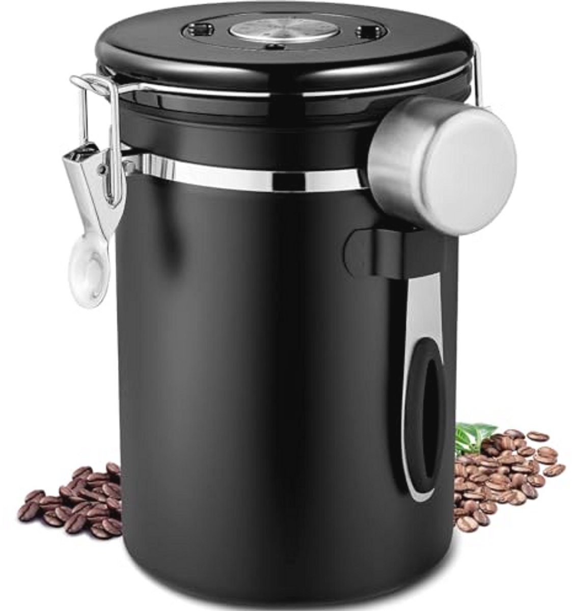 Luchtdicht Koffieblik van Roestvrij Staal met Lepel - 750g/1,8L - Vacuüm Koffiecontainer