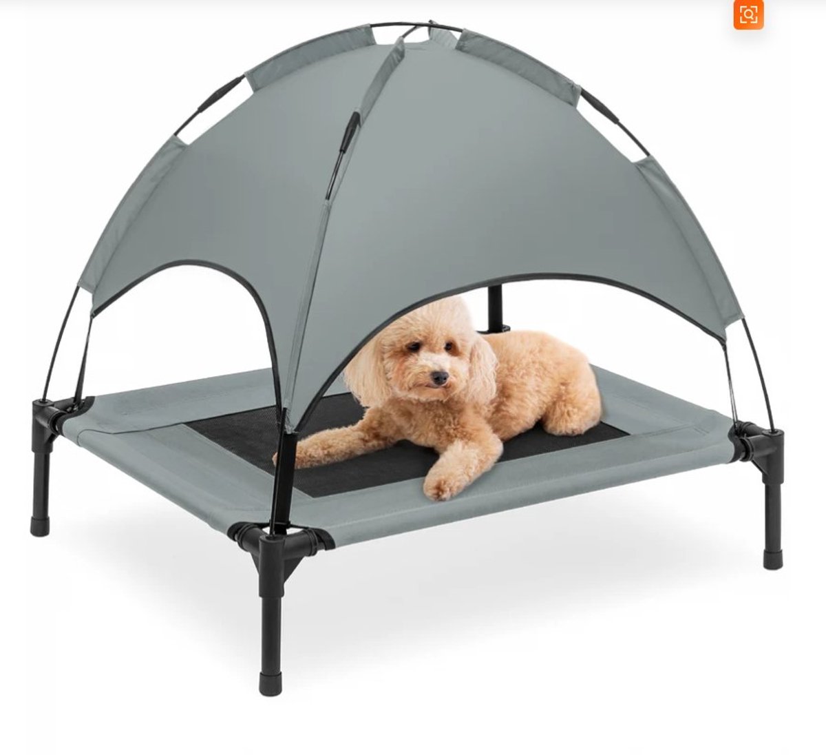 Hondenstretcher met luifel - Ligbed voor honden en katten - 76 x 61 cm - Antraciet
