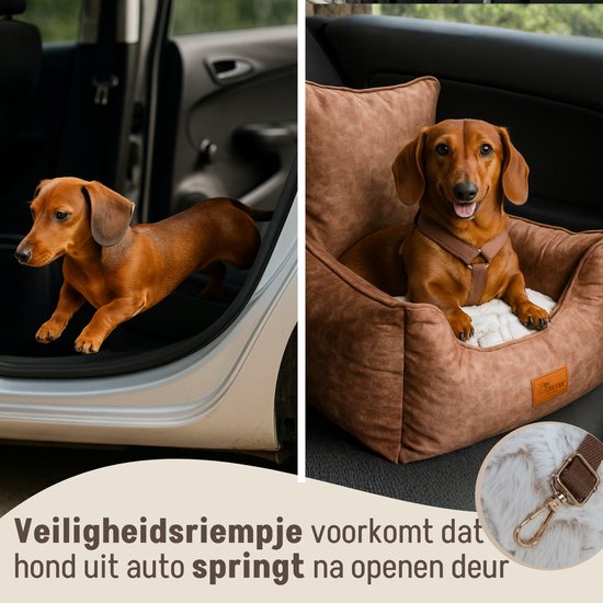 Panier de voiture pour chien Cee Cee - Panier de voiture très Luxe pour chien - Convient pour le siège arrière - Couverture pour chien - Convient également pour le siège passager - Marron - Céline