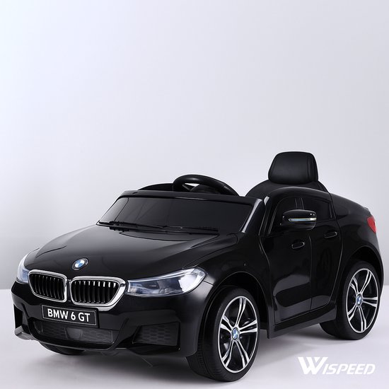 Logicom - Elektrische Kinderauto - BMW 6 GT – 12V Accu - Kinderen 3-6 jaar – Met Afstandsbediening - Bluetooth - LED Lichten & Geluid - Zwart