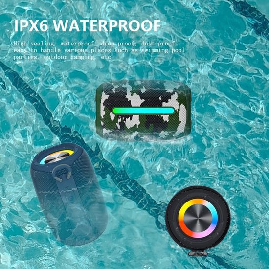 Mini Bluetooth Speaker - Waterdichte RGB Lichtshow Speaker - Compatibel met PC, Laptop en Smartphone - Draagbare Buitenspeaker - Feest- en Gaming Speaker - Voor Jongeren en Buitengebruik - RGB Speaker - Zwart - 1 Stuk van Merkloos — afbeelding 5
