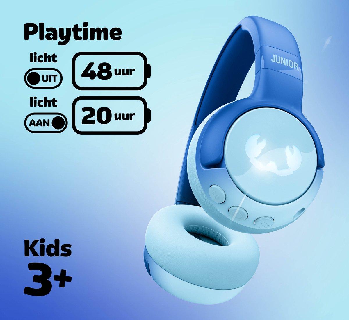 Fresh 'n Rebel Code Junior - Koptelefoon kind - Kinder koptelefoon - Draadloos (Bluetooth) & Bedraad – Inclusief Aux kabel (1m) - Wavy Water – foto 5