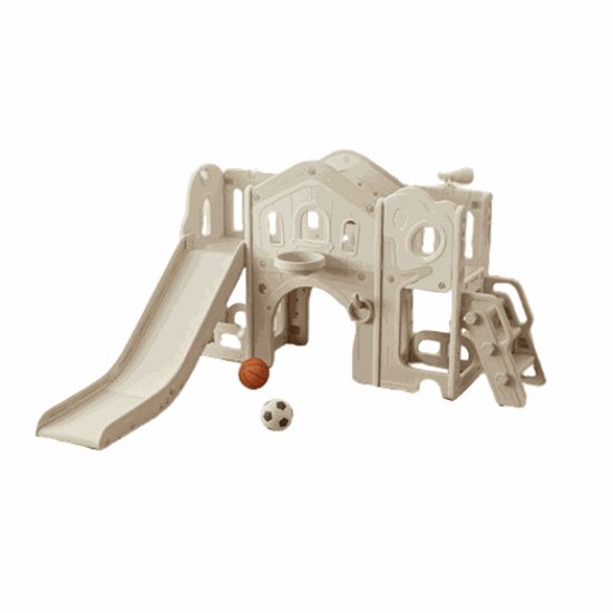 Aire de jeux Tower Luxe Nature avec toboggan et passerelle Beige/Crème