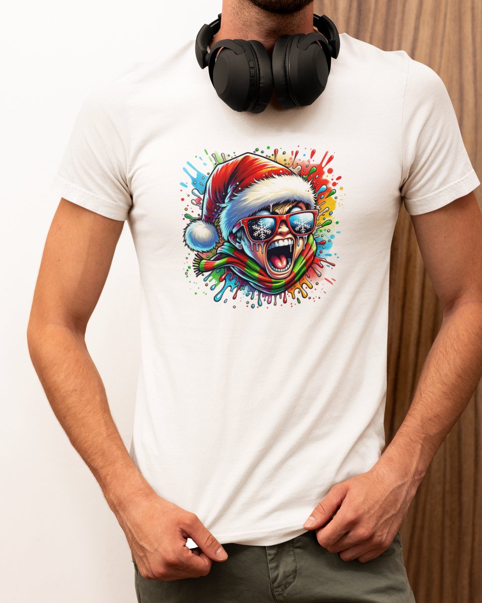 Xmas Freakout Santa - Kerst T-shirt Wit - Grappig T-shirt - Maat XL - Kerst Cadeau Mannen - Limited Edition