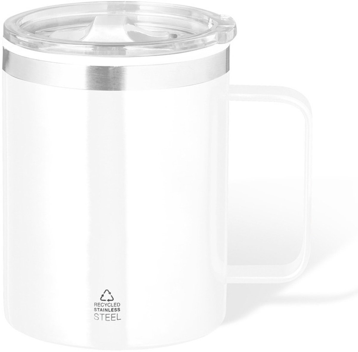 Benson Warmhoudbeker - thermos beker Barista - reis koffiebeker - RVS - wit - 400 ml - deksel