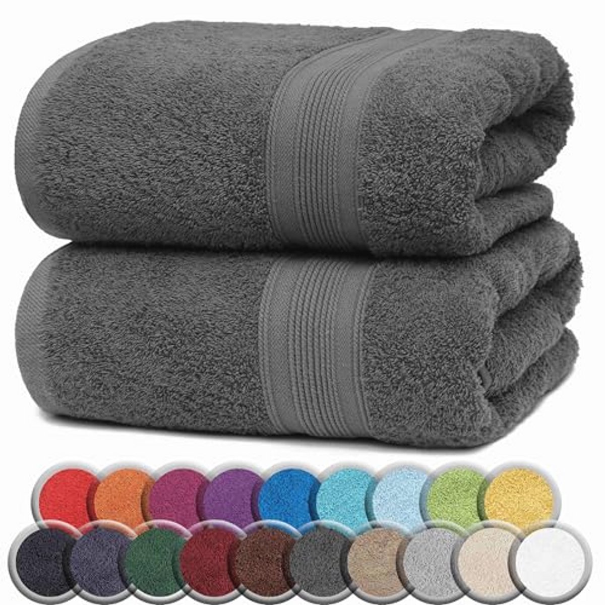 Premium Bad- en Douchehanddoeken 100% Katoen - Zacht, Duurzaam, 2-Pack 100x150 cm, Antraci
